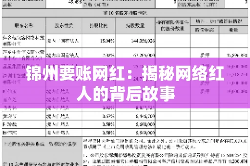 锦州要账网红：揭秘网络红人的背后故事