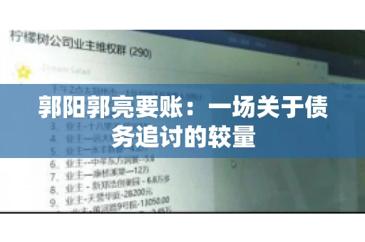 郭阳郭亮要账：一场关于债务追讨的较量